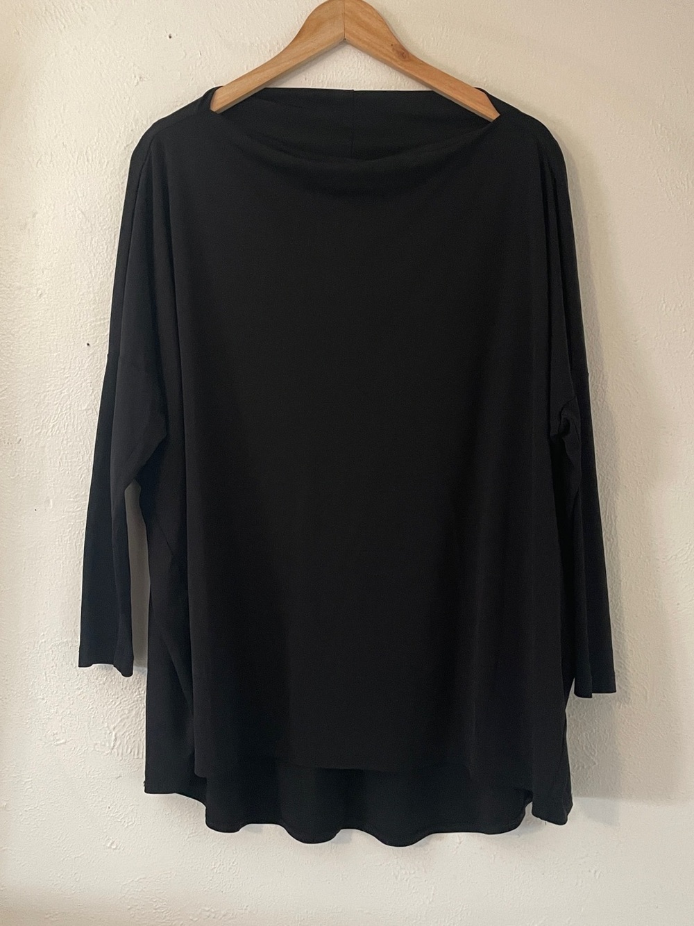 Bryn Walker Black Oversized Viscose Tunic Top Hi Low Hem Medium
